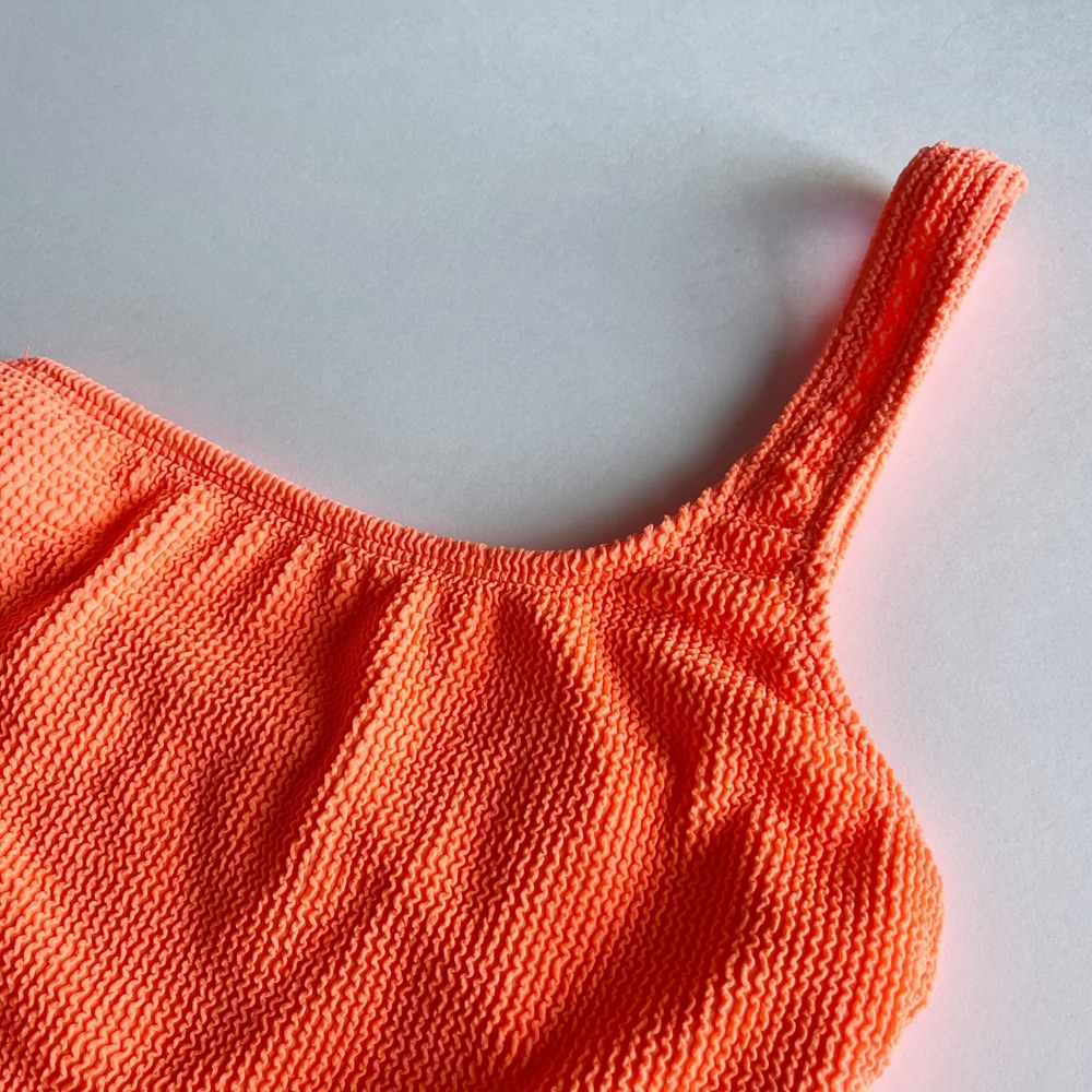 Good American One-Shoulder Ribbed One-Piece Swimsuit in Orange-Red - Picture 5 of 9